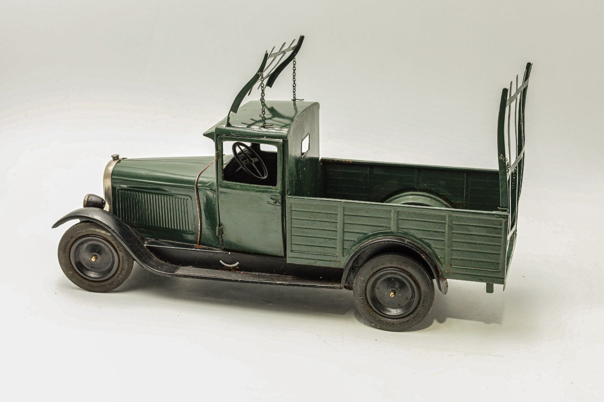1930s André Citroën Toy Truck, Green, Made Of Sheet Metal-photo-2