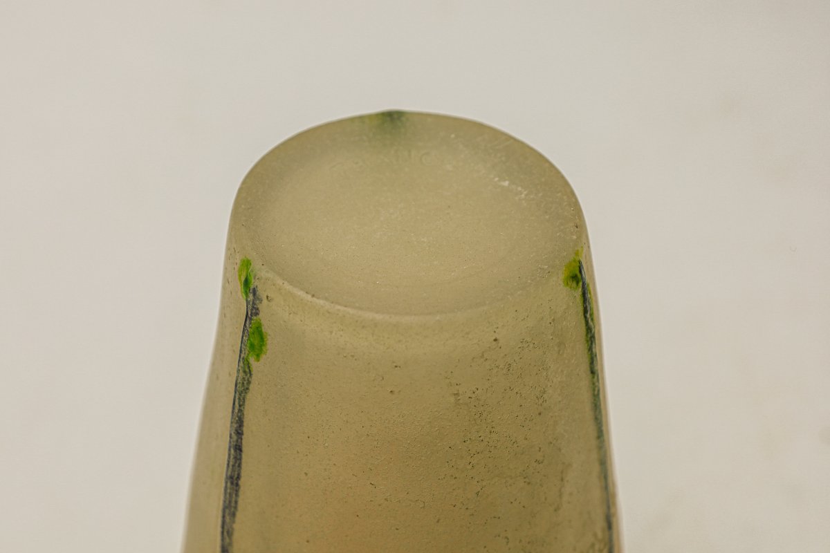Vase en pâte de verre modèle Chrysanthèmes pâte de verre jaspée Gabriel Argy Rousseau -photo-4