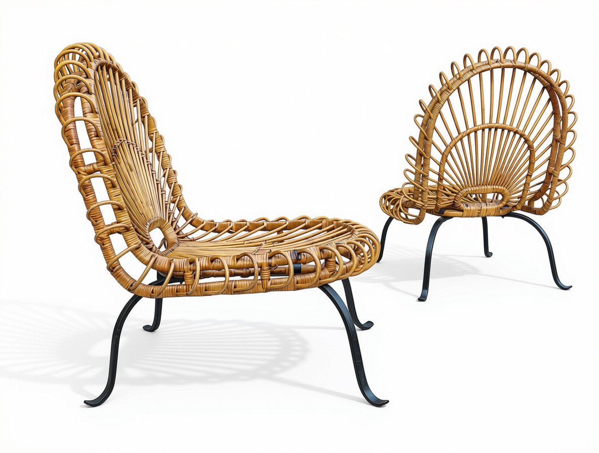 Pair Of Vintage Rattan Armchairs By Janine Abraham, Dirk, And Jan Rolrougier -photo-2