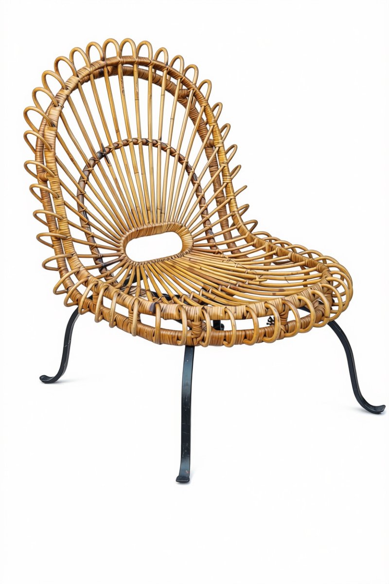Pair Of Vintage Rattan Armchairs By Janine Abraham, Dirk, And Jan Rolrougier -photo-5