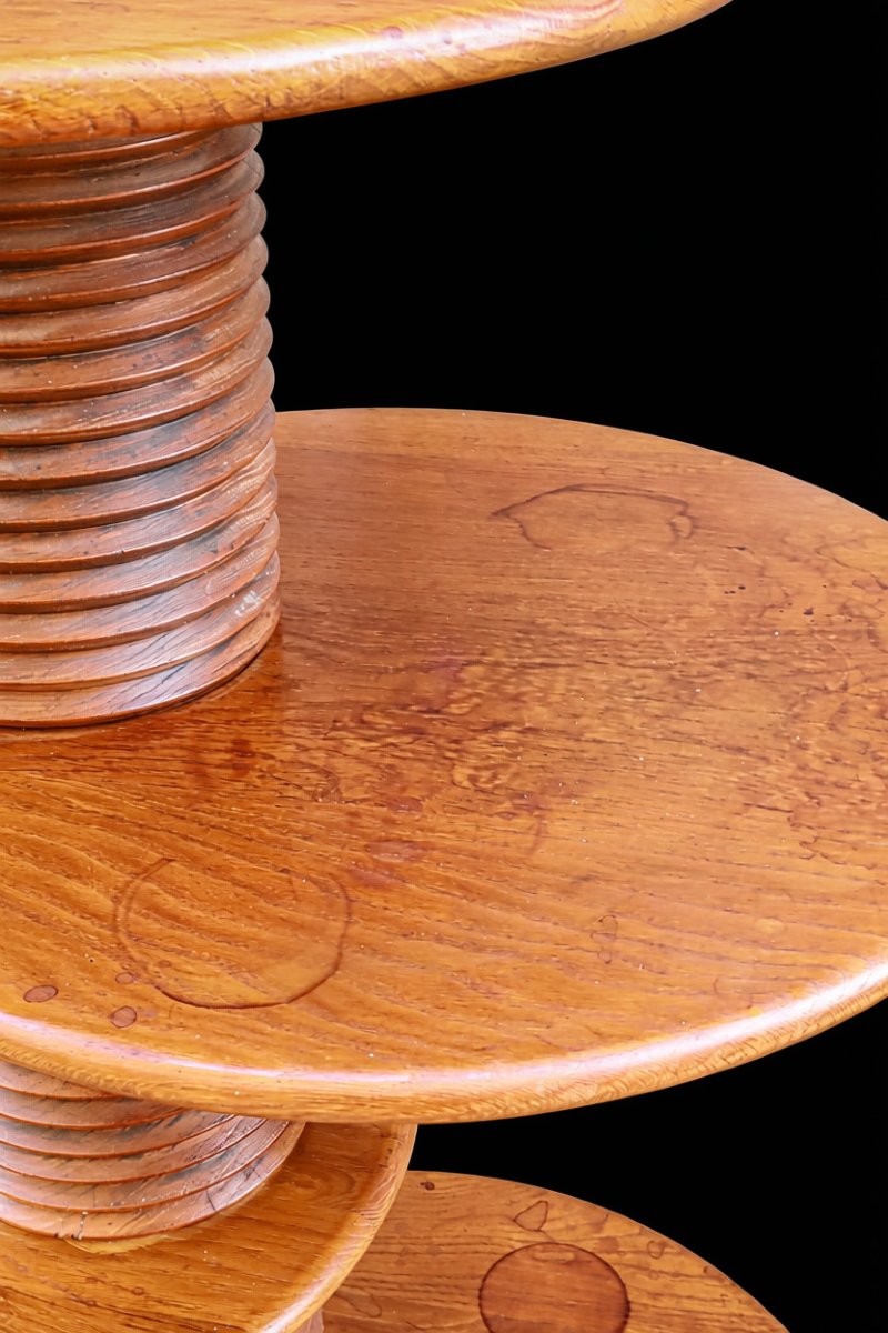 Vintage Brutalist-style Oak Plant Stand Designed By Charles Dudouyt, Reconstructed-photo-1
