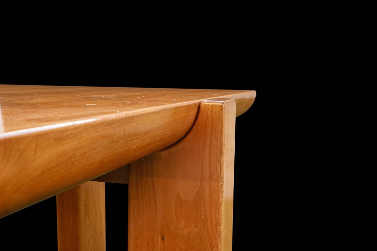 Luigi Gorgoni-designed Vintage Brutalist Elm Coffee Table By Roche Bobois-photo-5