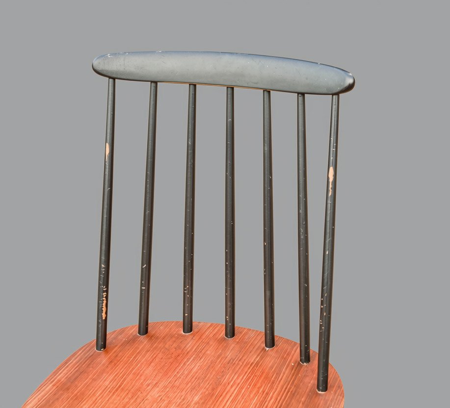 Série de 6 chaises bois design scandinave Ilmari Tapiovaara modèle Fanett vintage-photo-1