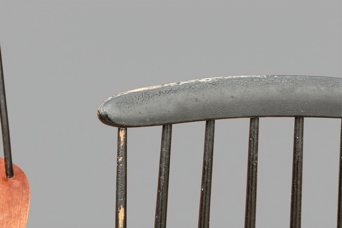 Série de 6 chaises bois design scandinave Ilmari Tapiovaara modèle Fanett vintage-photo-2