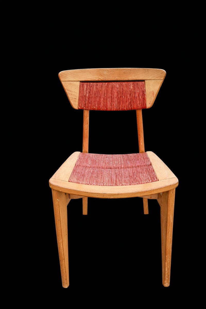 Série de 3 chaises bois design Roger Landault édition Robert Sentou vintage-photo-2
