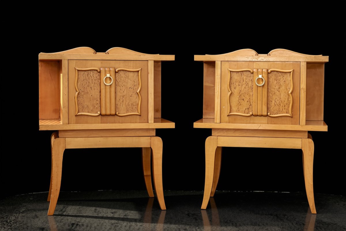 Paire de chevets néoclassiques modernistes design vintage-photo-2