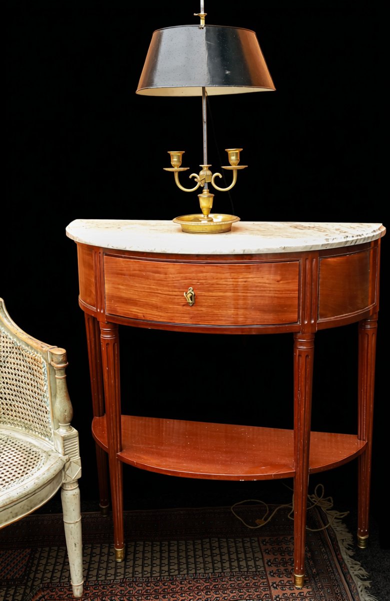 Louis XVI Half-moon Mahogany Console Table-photo-2