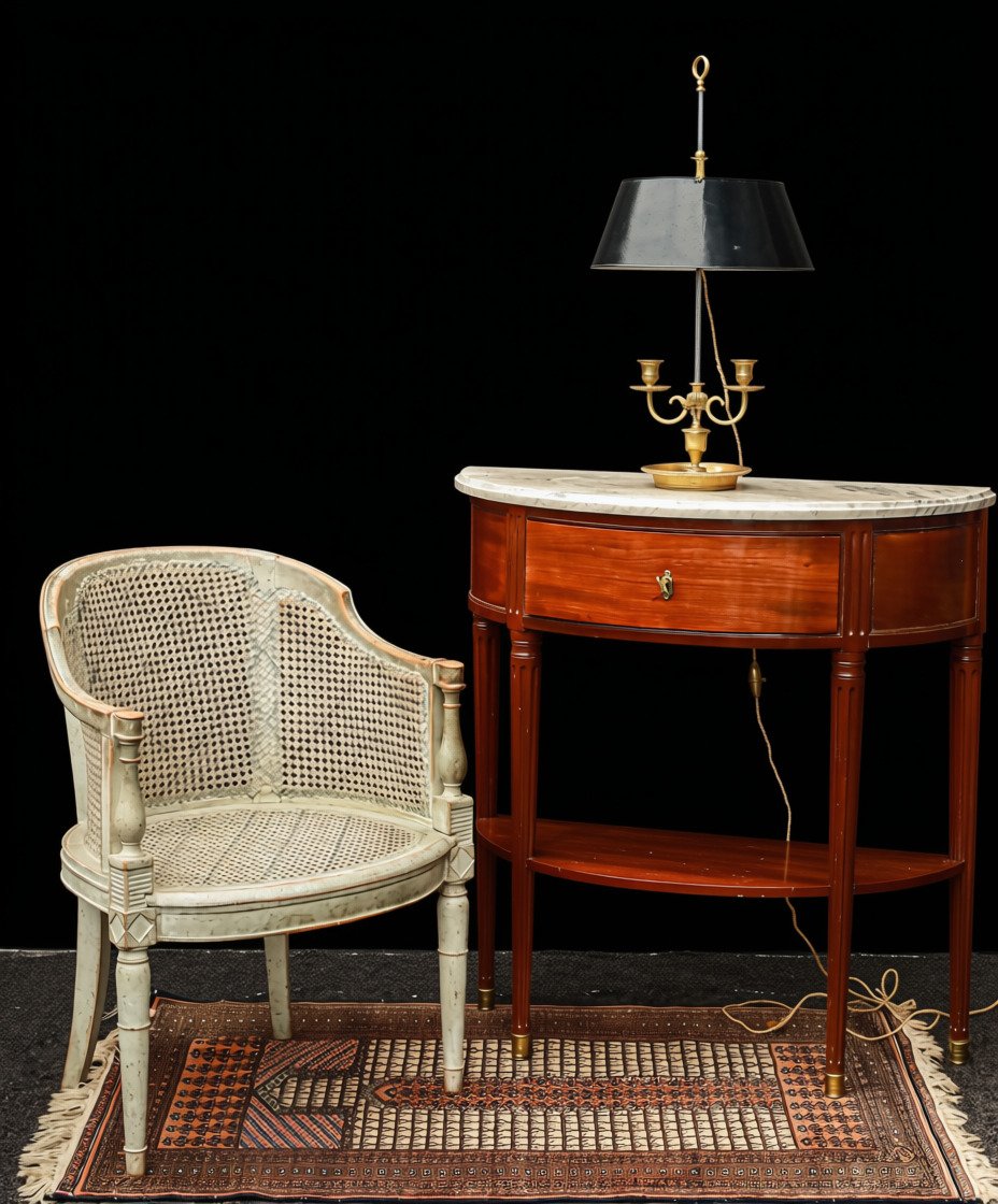 Louis XVI Half-moon Mahogany Console Table-photo-3