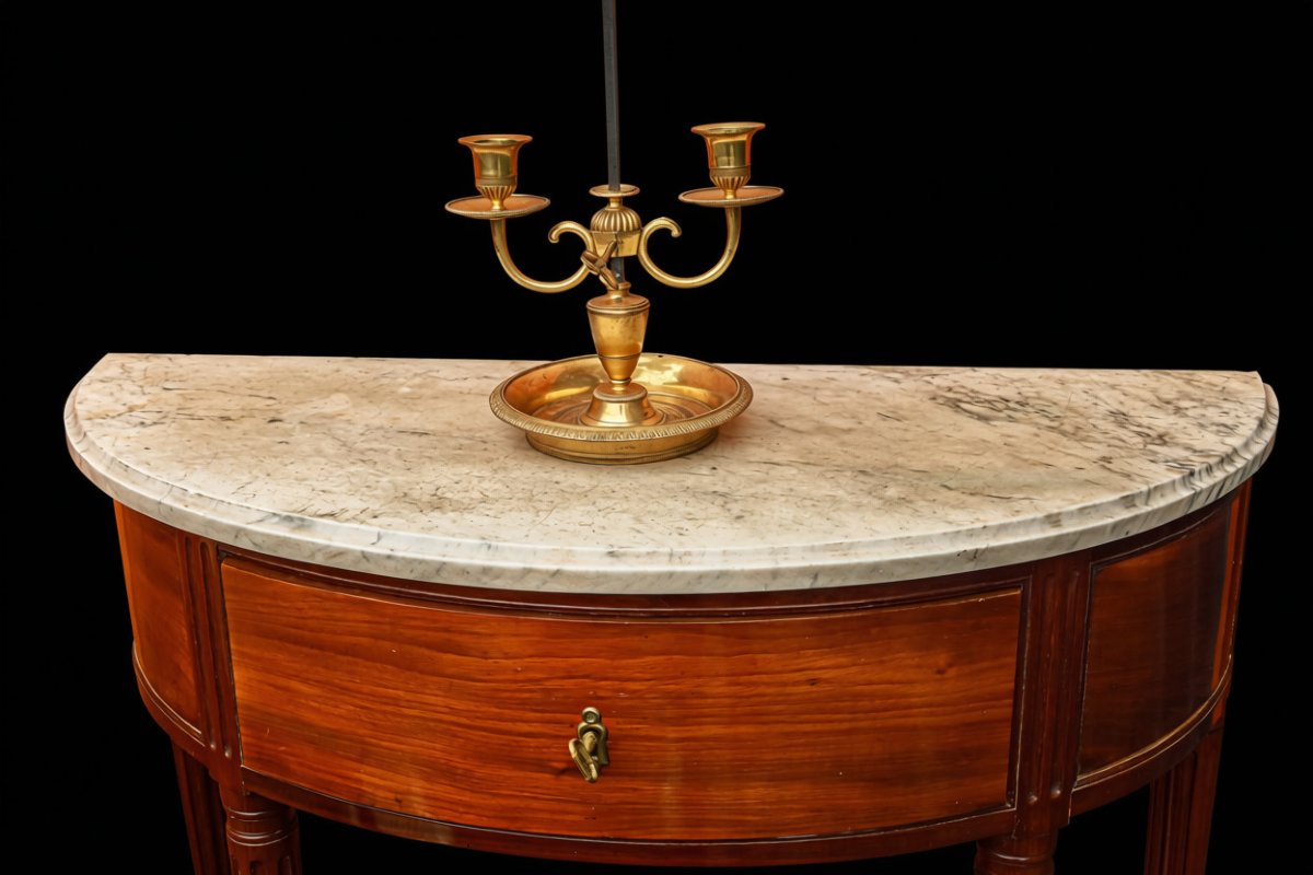Louis XVI Half-moon Mahogany Console Table-photo-1