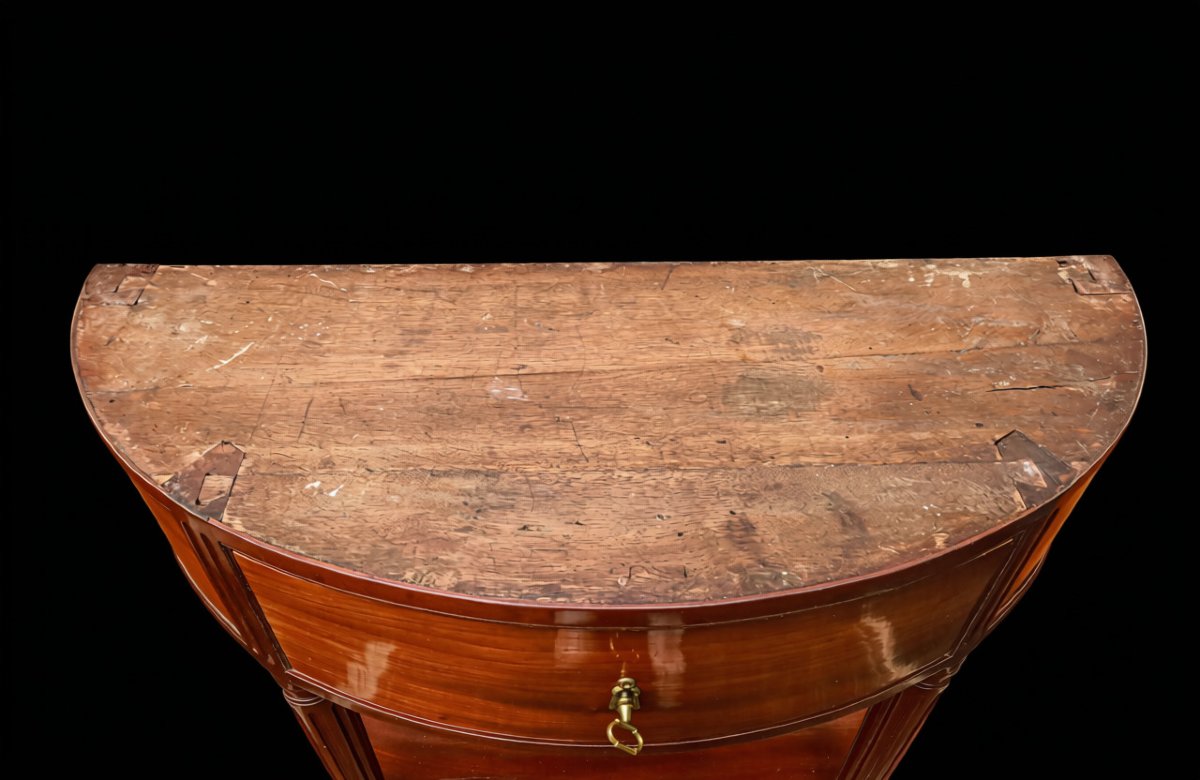 Louis XVI Half-moon Mahogany Console Table-photo-4
