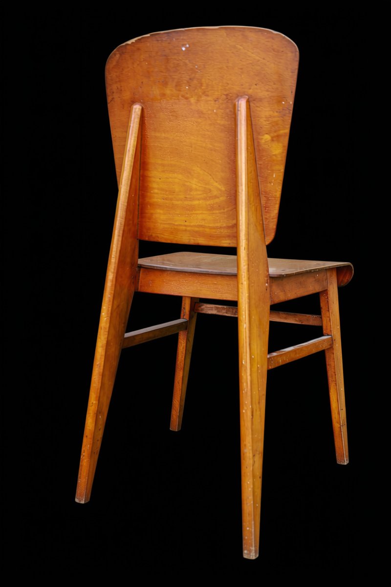 Chaise Jean Prouvé tout bois établissement Vauconsant vintage design-photo-2
