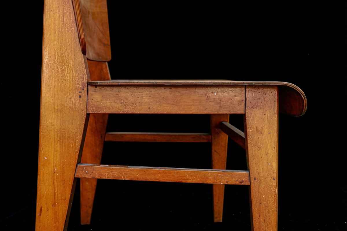 Chaise Jean Prouvé tout bois établissement Vauconsant vintage design-photo-6