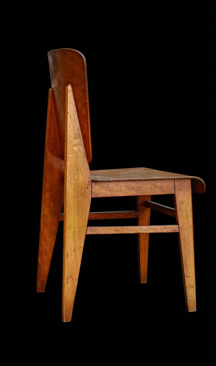 Chaise Jean Prouvé tout bois établissement Vauconsant vintage design-photo-7