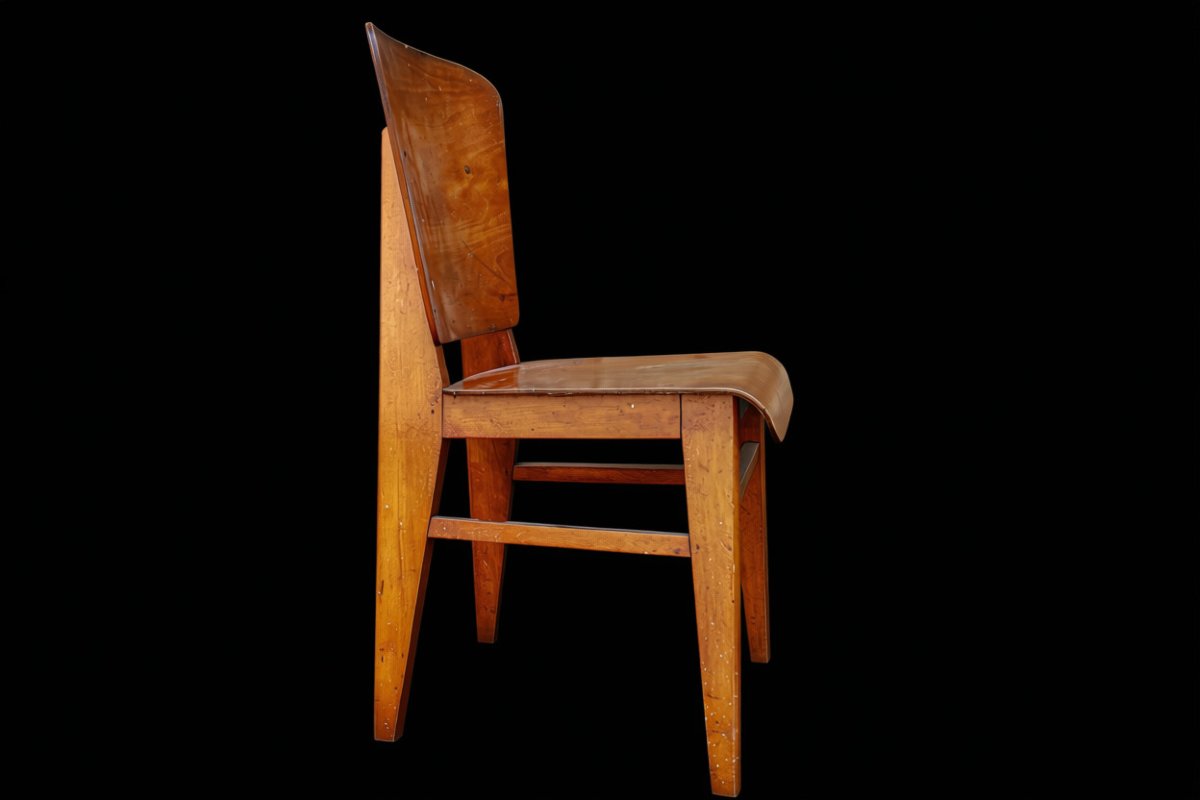 Chaise Jean Prouvé tout bois établissement Vauconsant vintage design