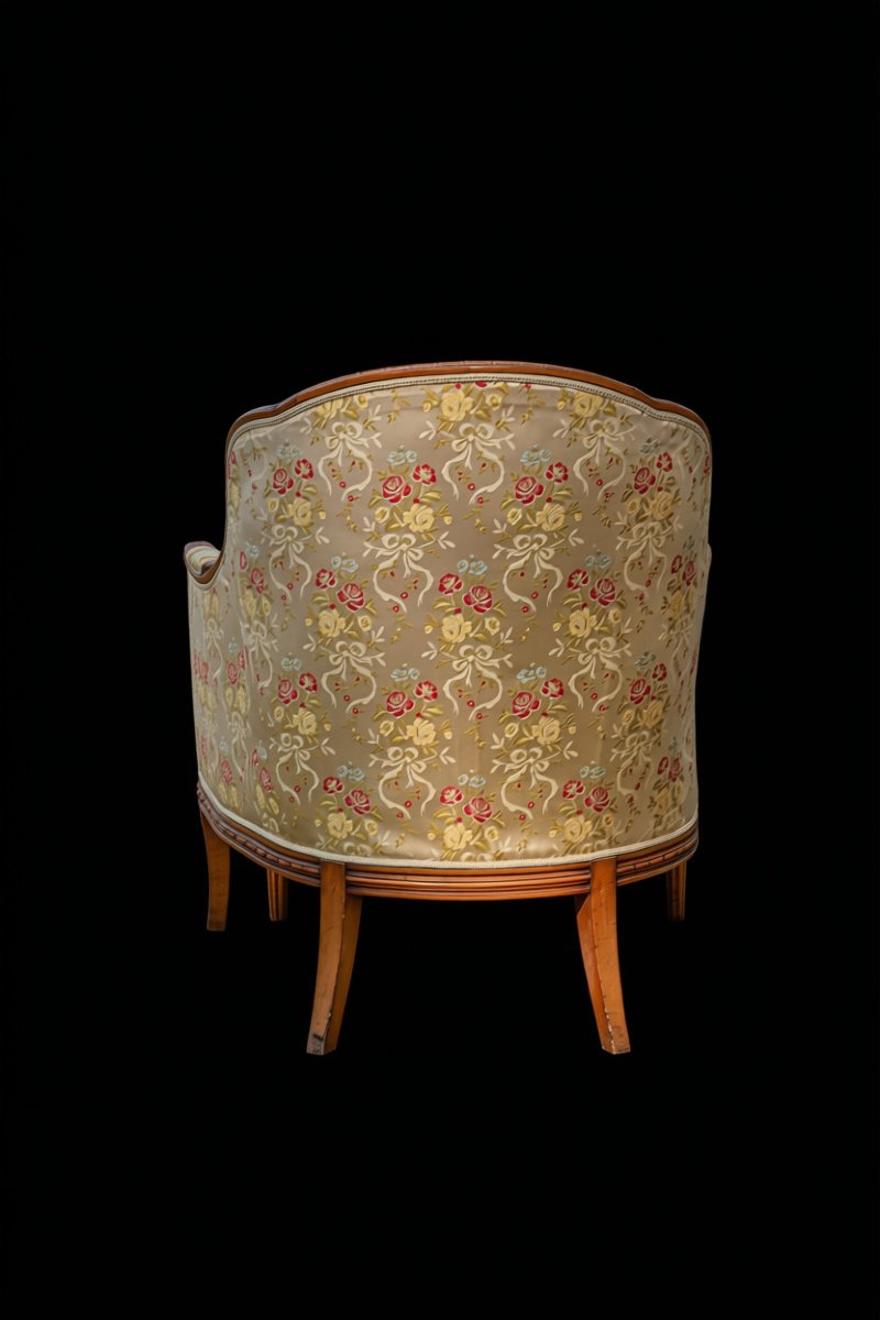 Fauteuil bergère Art Déco noyer massif attribuée à Paul Follot-photo-7