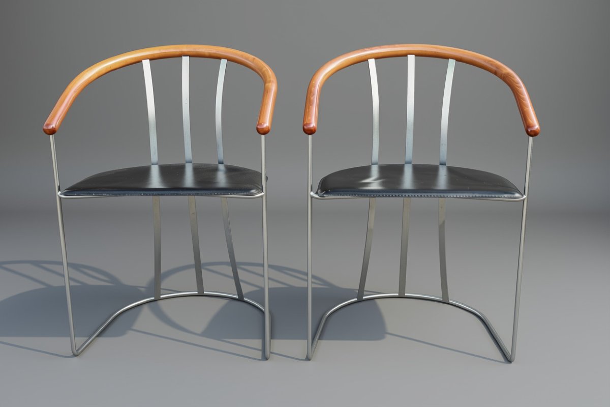 Série de 6 chaises design post moderne vintage 90's italien-photo-2