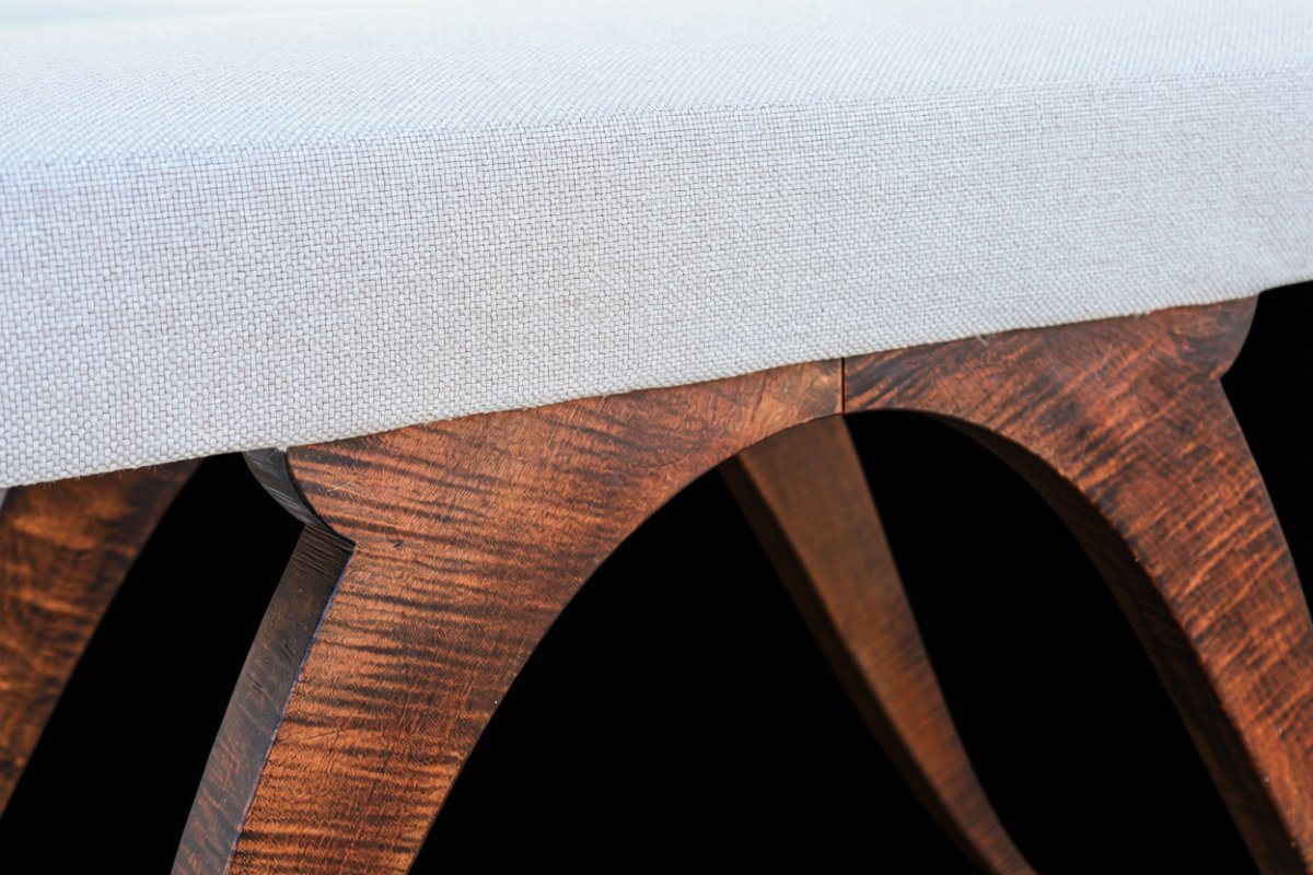 Art Deco Solid Walnut Bench, 1920s–1930s-photo-1