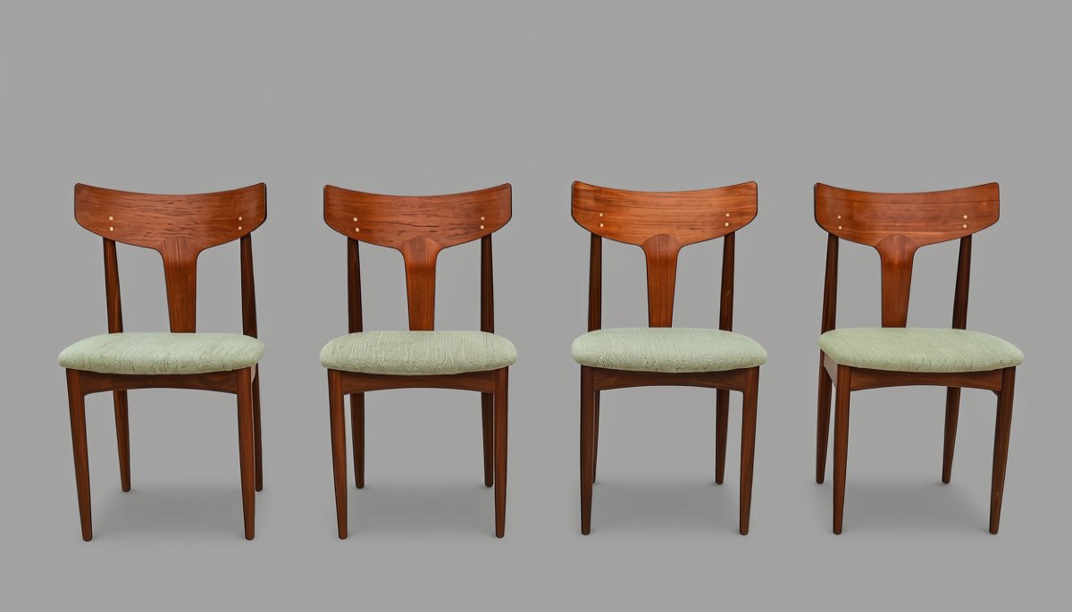 Série de 4 chaises design scandinave teck Samcom danois vintage-photo-2