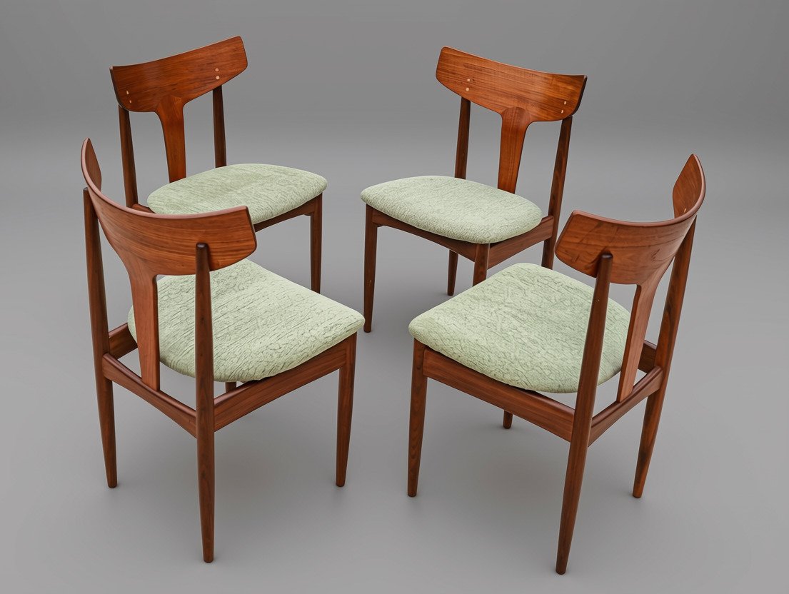 Série de 4 chaises design scandinave teck Samcom danois vintage-photo-3