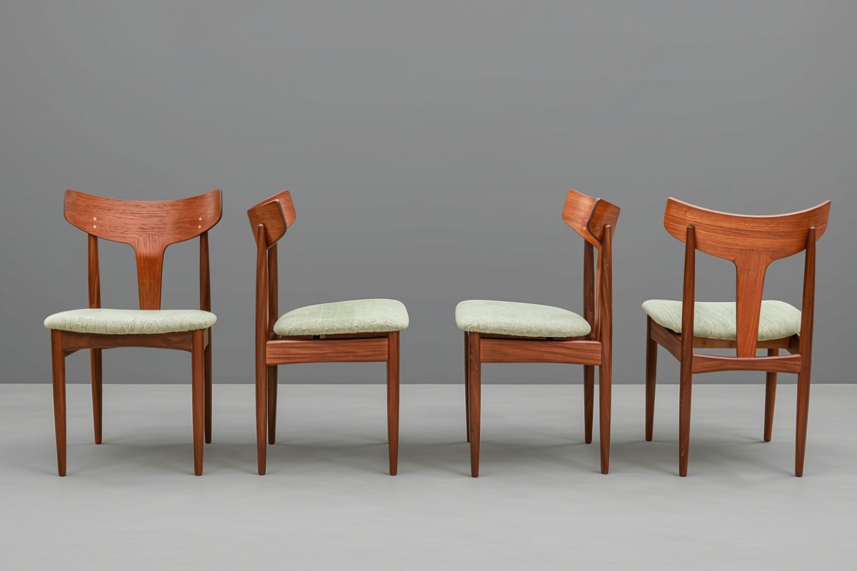 Série de 4 chaises design scandinave teck Samcom danois vintage