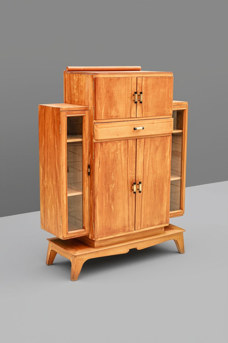 Cabinet en cerisier moderniste style Art Déco vintage-photo-2