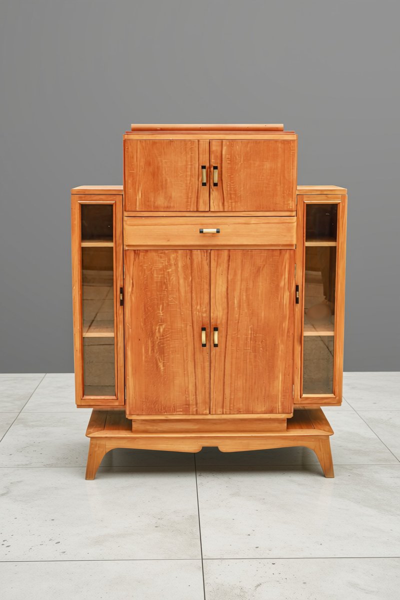 Cabinet en cerisier moderniste style Art Déco vintage-photo-3