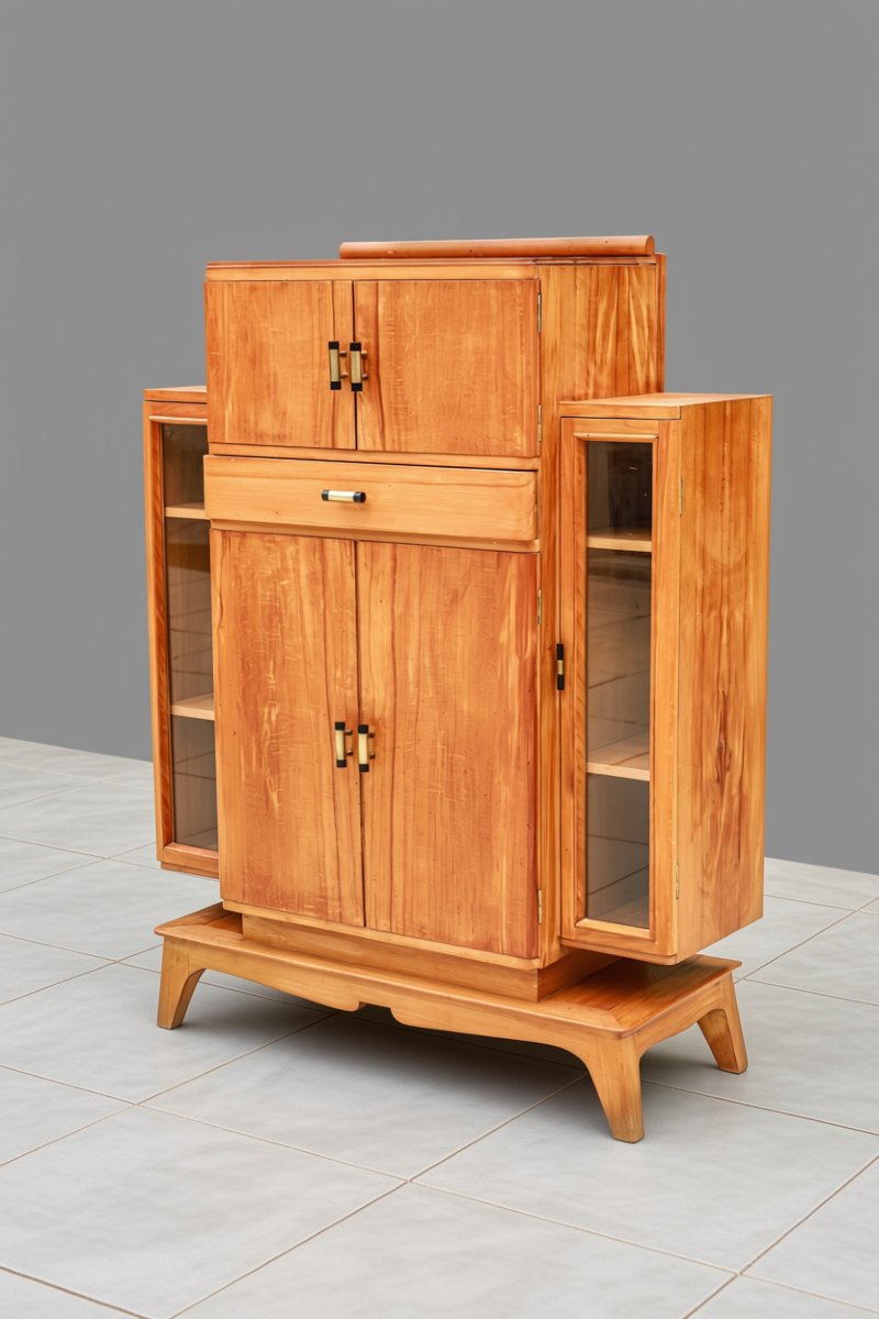 Cabinet en cerisier moderniste style Art Déco vintage