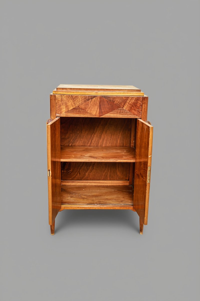 Art Deco Sideboard In Walnut And Walnut Veneer With Tapered Legs-photo-3