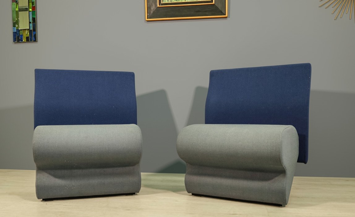 Paire de fauteuils chauffeuses design Russell Gordon années 90 vintage-photo-2