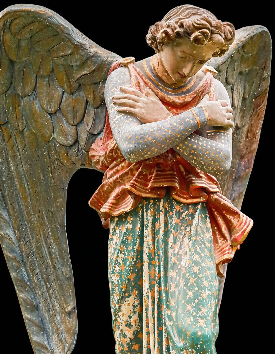 statue religieuse en plâtre polychrome ange -photo-2
