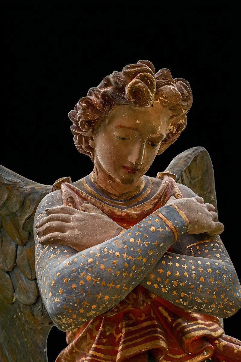 statue religieuse en plâtre polychrome ange -photo-4