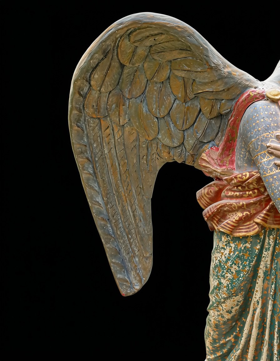 statue religieuse en plâtre polychrome ange -photo-2