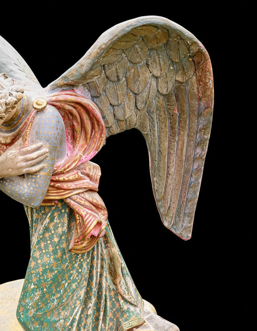 statue religieuse en plâtre polychrome ange -photo-4