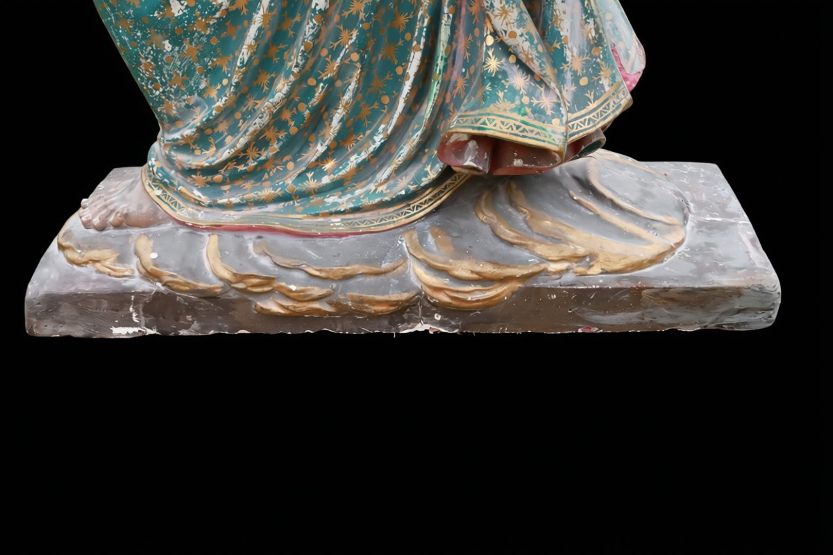 statue religieuse en plâtre polychrome ange -photo-5