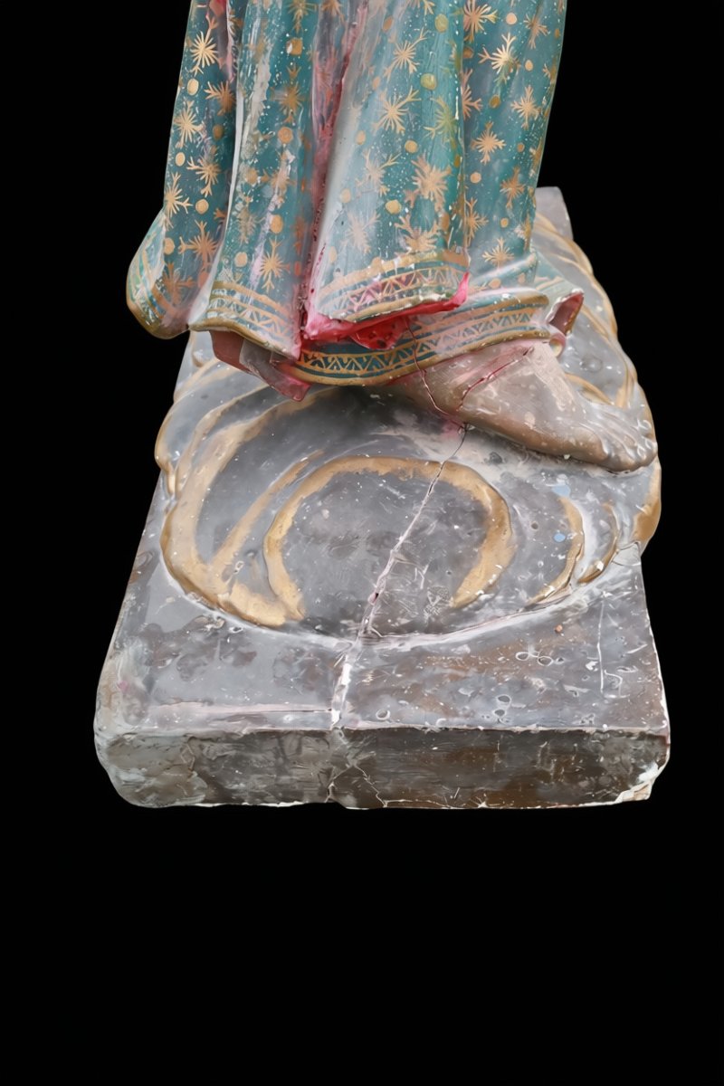 statue religieuse en plâtre polychrome ange -photo-6