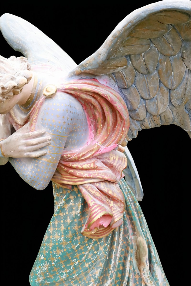statue religieuse en plâtre polychrome ange -photo-7