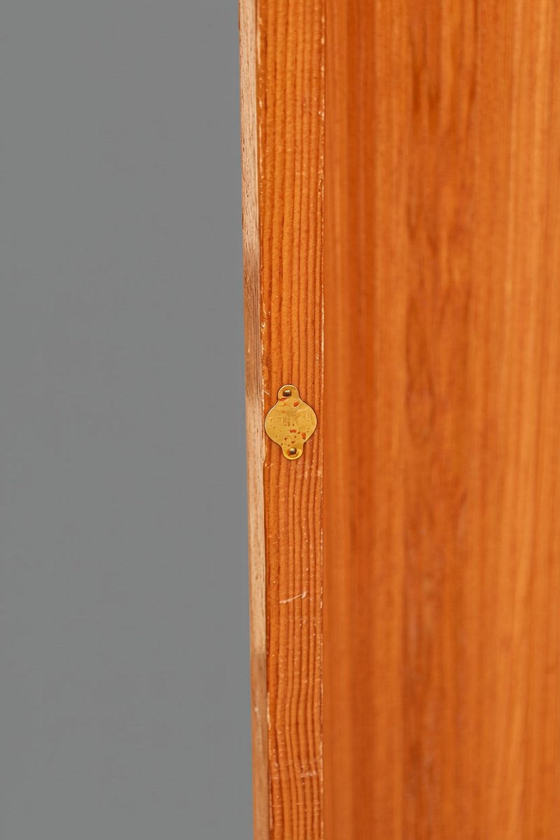 Paravent en lattes de bois pin articulé style Baumann vintage -photo-2