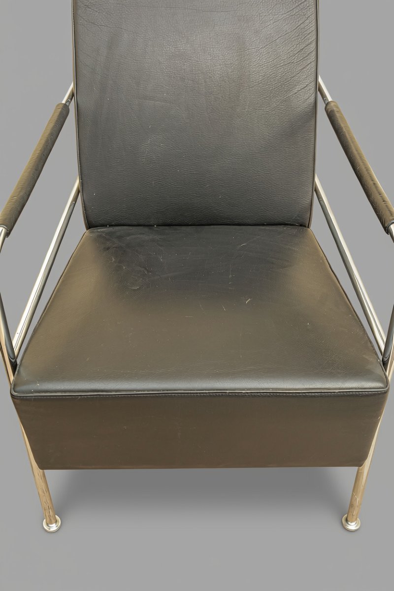 Ensemble de 3 fauteuils en cuir design modèle Cinéma Gunilla Allard pour Lammhults scandinave -photo-6