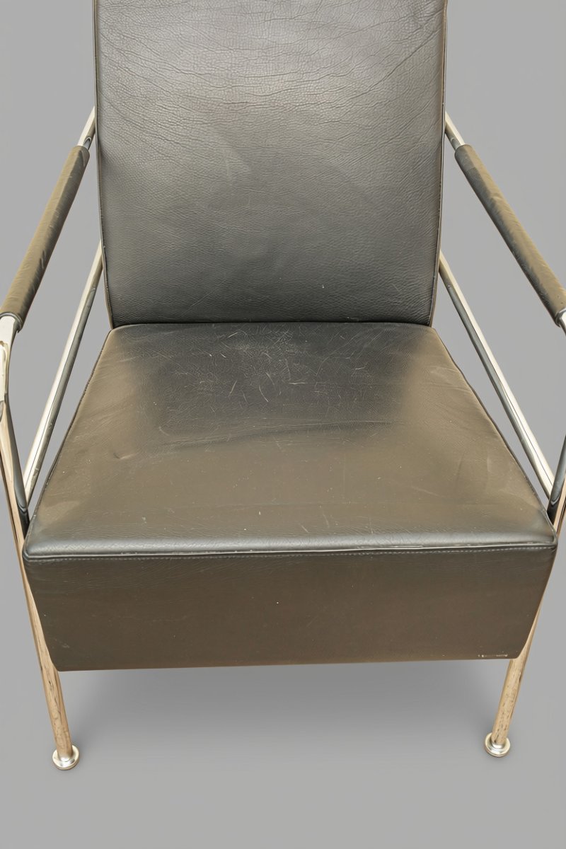 Ensemble de 3 fauteuils en cuir design modèle Cinéma Gunilla Allard pour Lammhults scandinave -photo-7