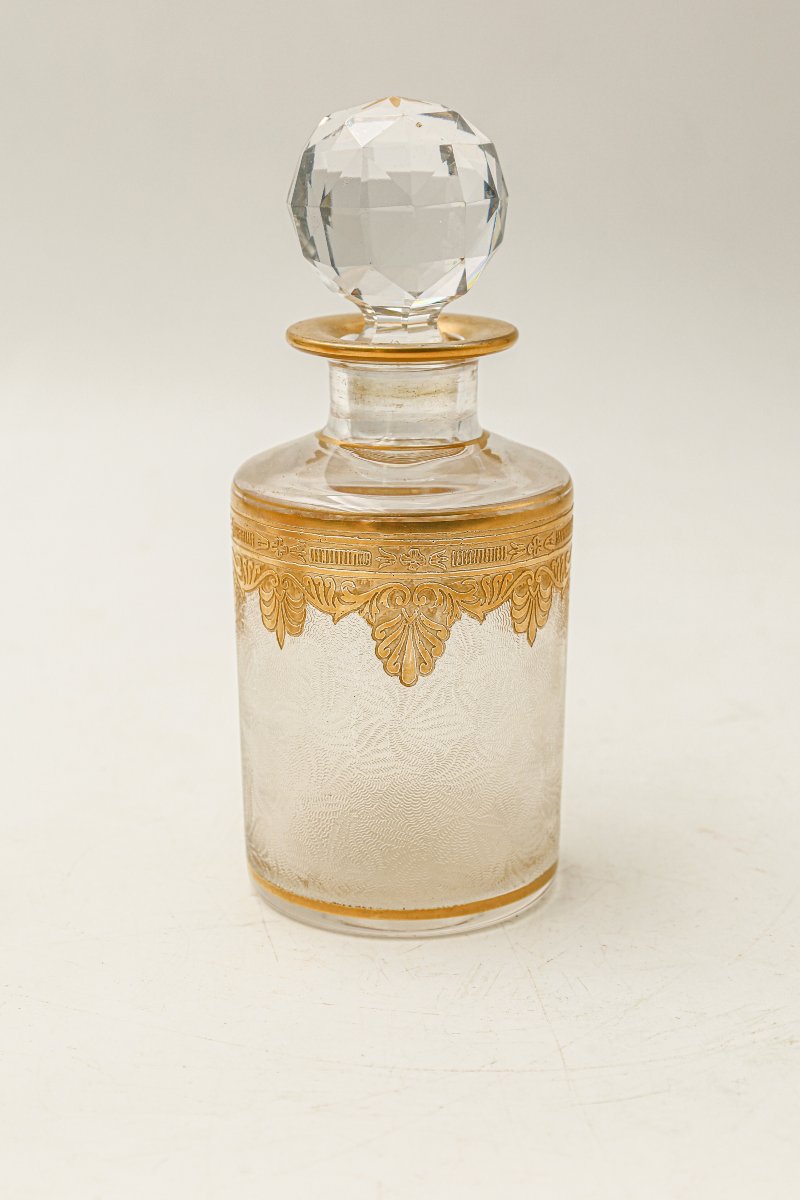 Ensemble nécessaire à toilettes en cristal de saint Louis modèle Nelly Empire doré-photo-2
