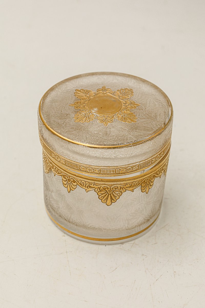 Ensemble nécessaire à toilettes en cristal de saint Louis modèle Nelly Empire doré-photo-5