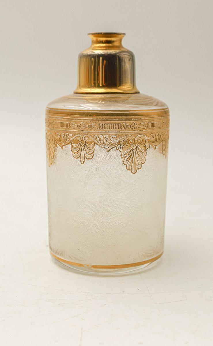 Ensemble nécessaire à toilettes en cristal de saint Louis modèle Nelly Empire doré-photo-7