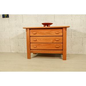Ancienne commode 3 tiroirs orme design vintage