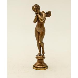 sceau en bronze nymphe femme nue XIXème siècle