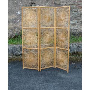 Paravent Sunburst en rotin Design Rohe Noodwolde années 60