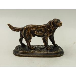 Bronze Sculpture Of A Breton Spaniel Hunting Dog