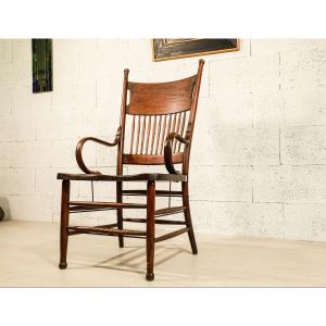 Art And Craft Brutalist Oak Armchair