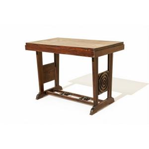 Bureau en chêne Art Déco brutaliste attribué à Charles Dudouyt