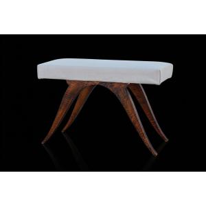 Art Deco Solid Walnut Bench, 1920s–1930s