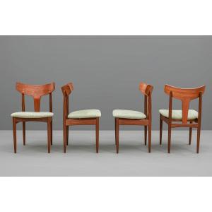 Série de 4 chaises design scandinave teck Samcom danois vintage